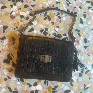 Rebecca Minkoff black alligator clutch